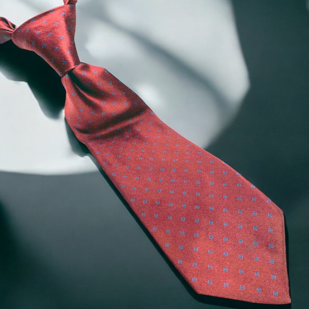 Hickey Freeman Collection‎ Merlot Silk Geometric Necktie Made in Italy 58" x 4"